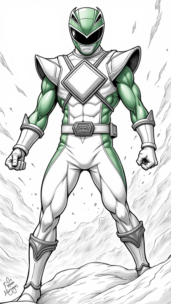 Página para colorear de Green Power Ranger